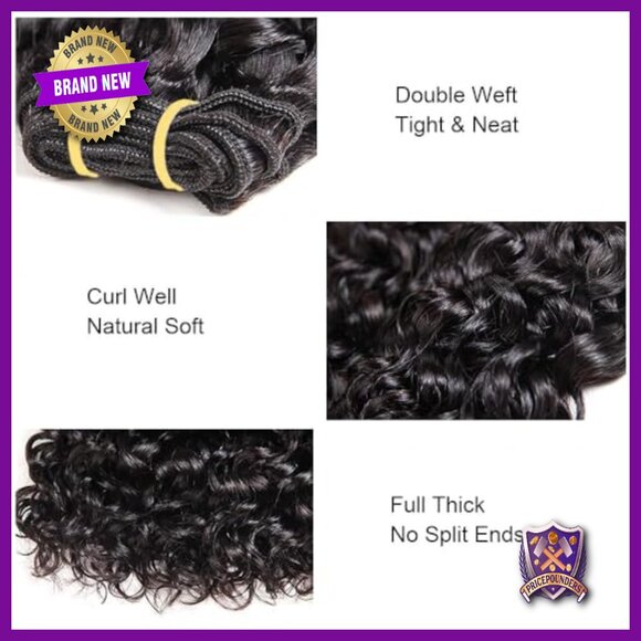 Short Curly Human Hair Extensions, 4-Pack Brazilian Style, 8 Inch main image 4